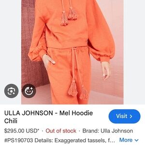 🚫🚫SOLD🚫🚫 PLEASE READ Ulla Johnson Orange Hoodie and Pants Set